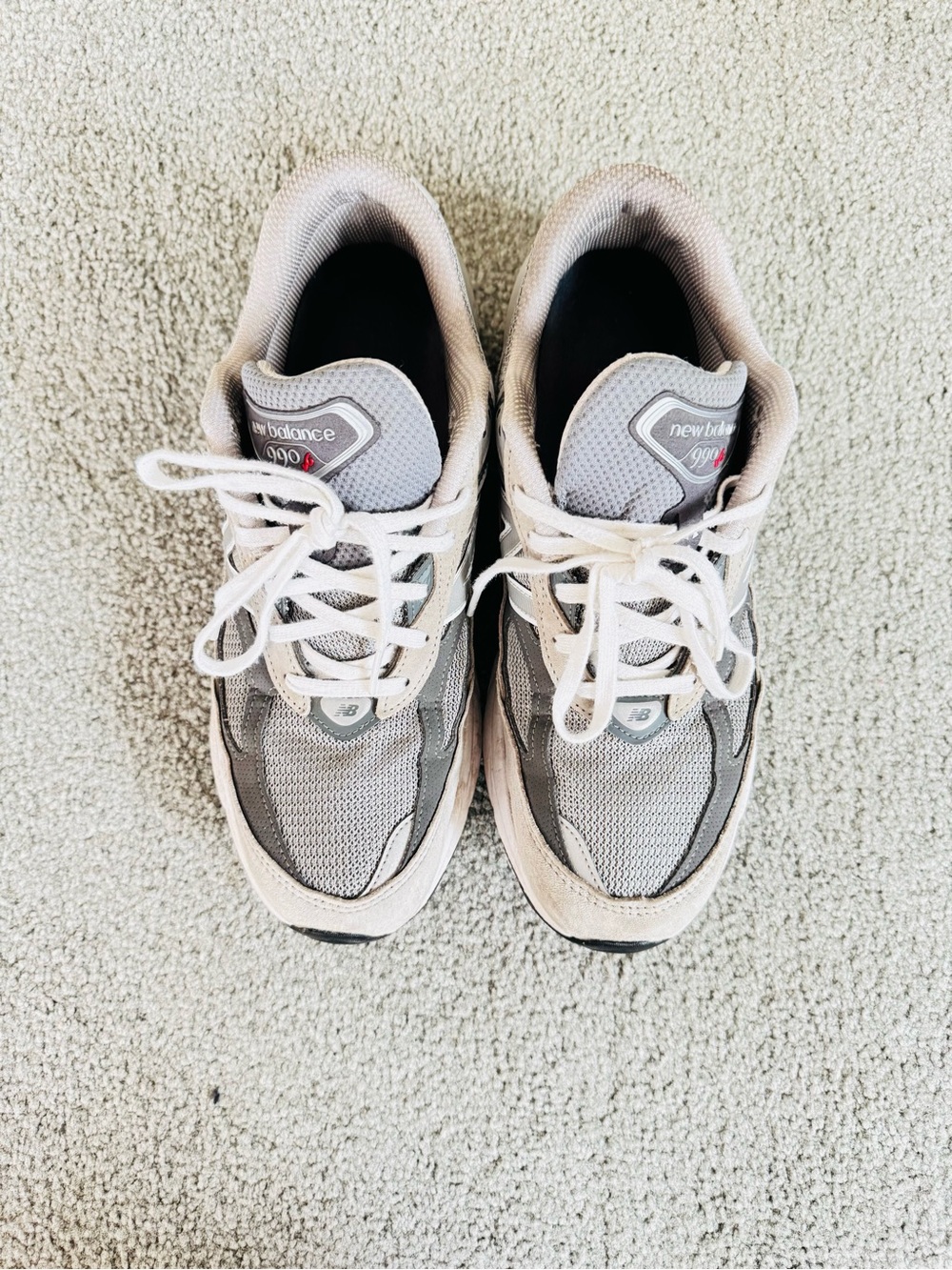 New Balance Women's Gray and Cream Mesh Sneakers
